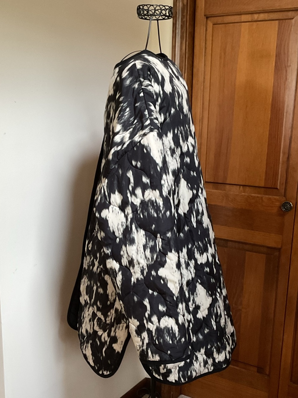Westbound Black and White Quilted Long Puffer Coat - Women XL - Picture 3 of 5